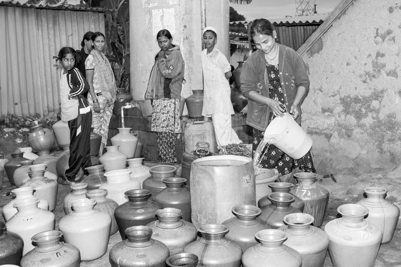 Urban Drinking Water Challenges - Queueing up for drinking water at a public standpoint in Bengaluru, Karnataka